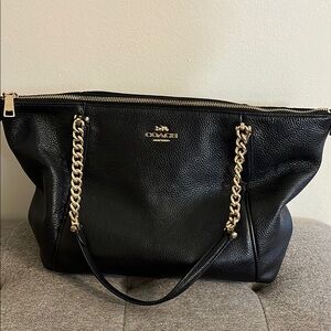 Coach Black Leather Tote Bag